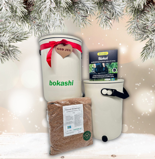 Julklapp Startkit - Bokashi 2.0 gräddvit + 1 kg svenskt bokashiströ + svenskt biokol i gruppen Julklappar hos bokashi.se (900-211)